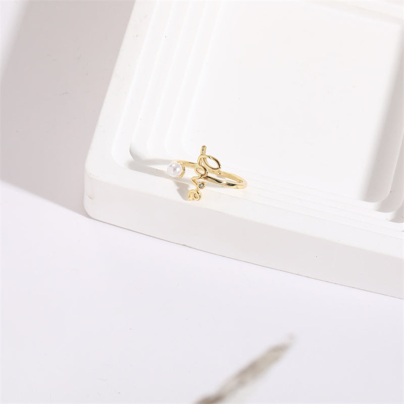 Anillos De Perlas De Imitación De Zircon De Carta De Amor Al Por Mayor